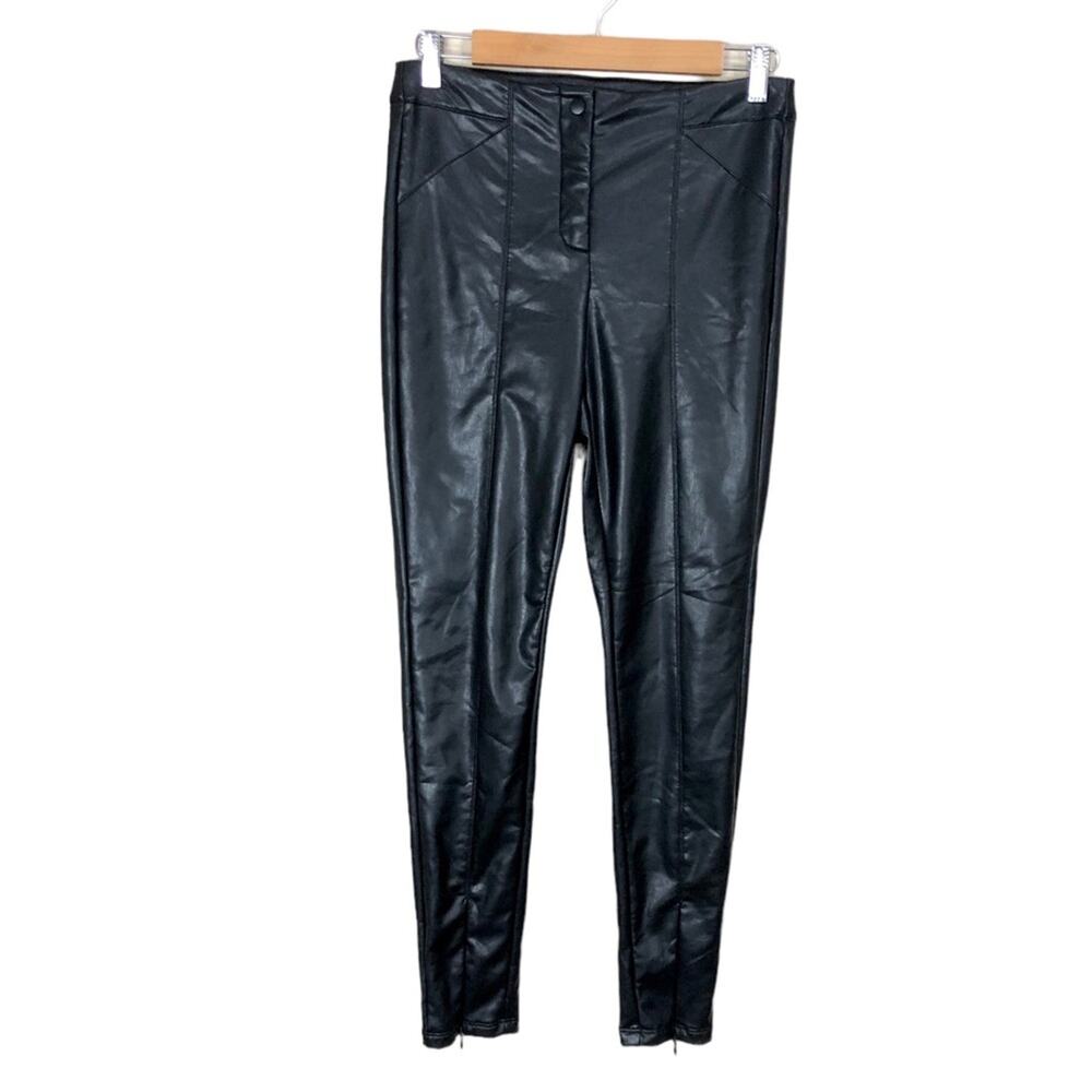 7 For All Mankind Faux Vegan Leather Ankle Zip Leggings Size Medium